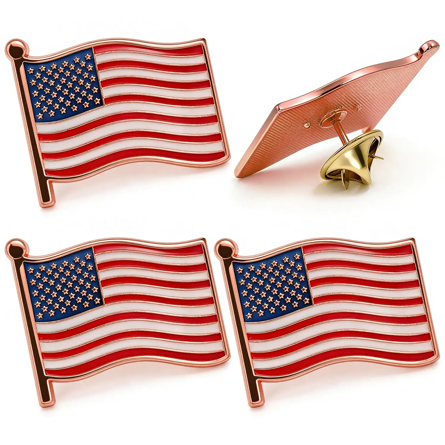American Flag Lapel Pin, High-Quality Metal Enamel Material, Secure Butterfly Clasp, Patriotic Badge for Suits, Jackets, Hats