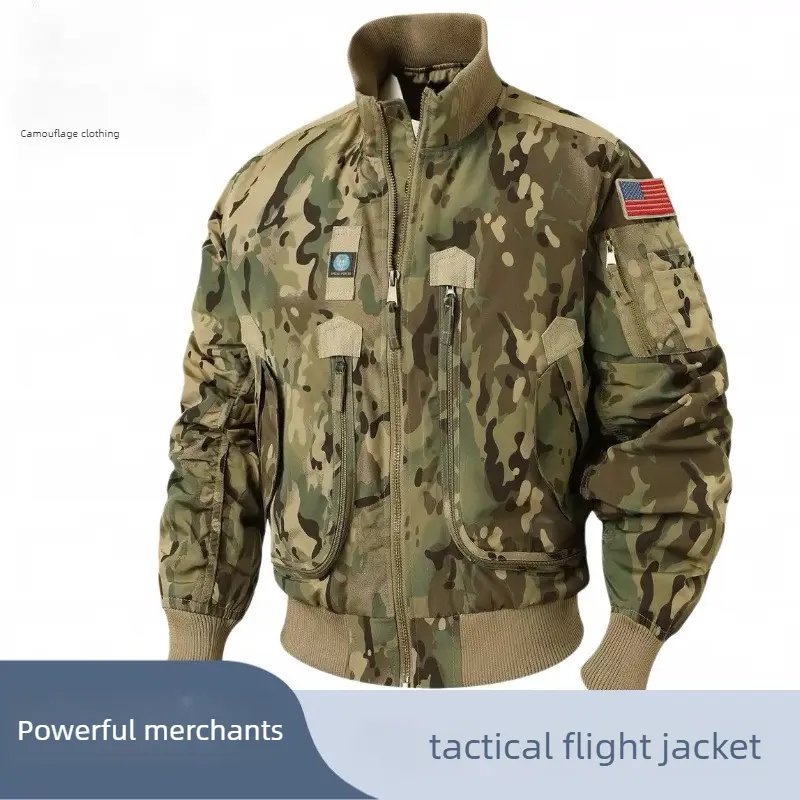 Cotton jacket baseball collar flying jacket air force pilot single jacket men's baseball uniform tactical camouflage outside