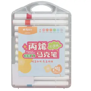 Morning Glory Easy Grip Acrylic Marker Pen, Hard Tip, Child-Friendly, Non-Penetrating, Erasable, Teacher Recommended, 24 Colors, Triangle Handle