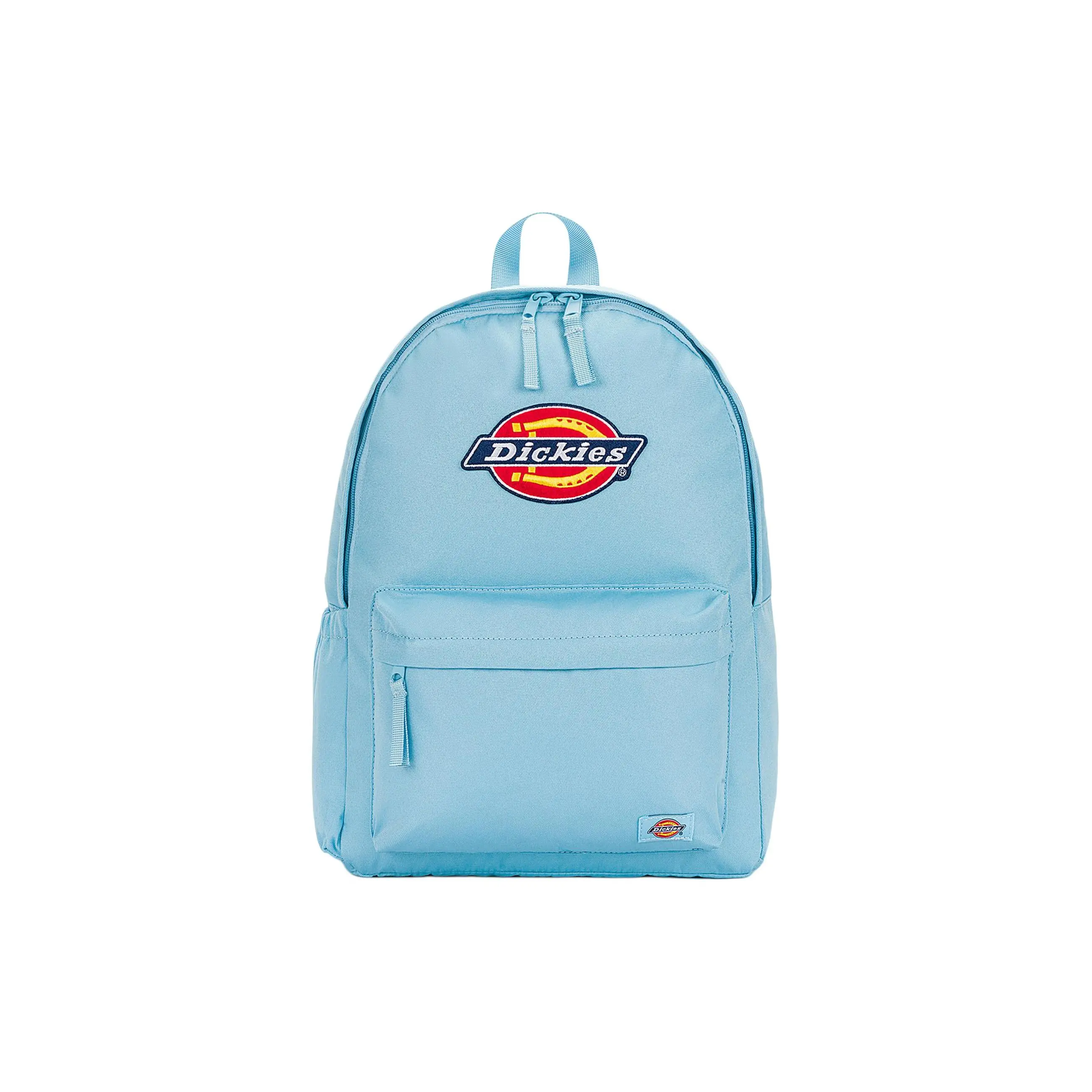 Dickies Embroidered Oversized Logo Polyester Backpack for Men and Women, Sporty Layered Style in Sky Blue
