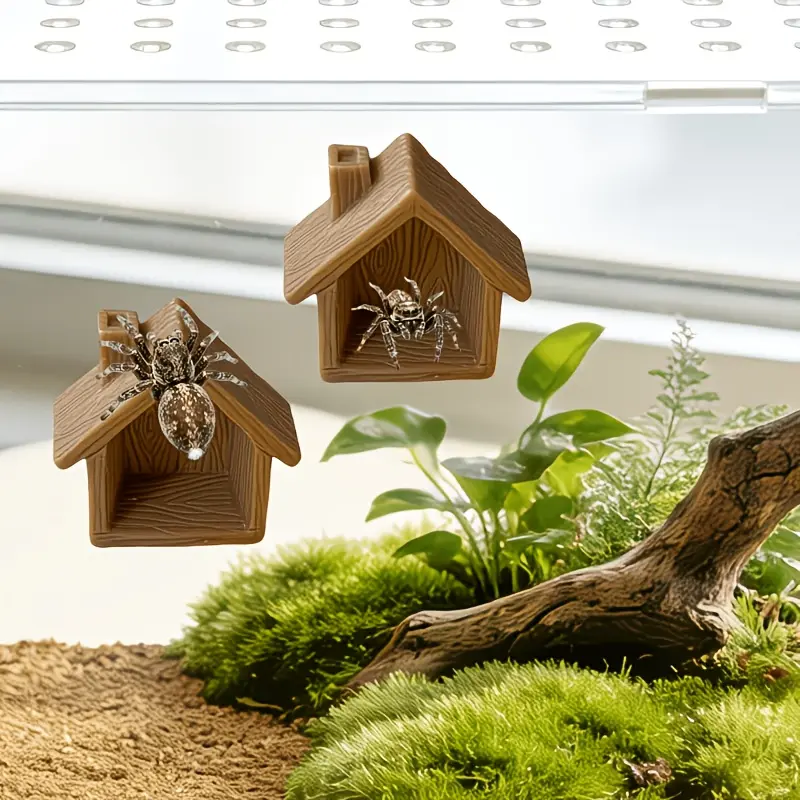 2pcs house modeling hiding place platform for jumping spiders, insect rest platform decorations, very suitable for rest and exploration, small spider habitat, small pet climbing feeding platform, used for small animals such as jumping spiders, tara crabs,