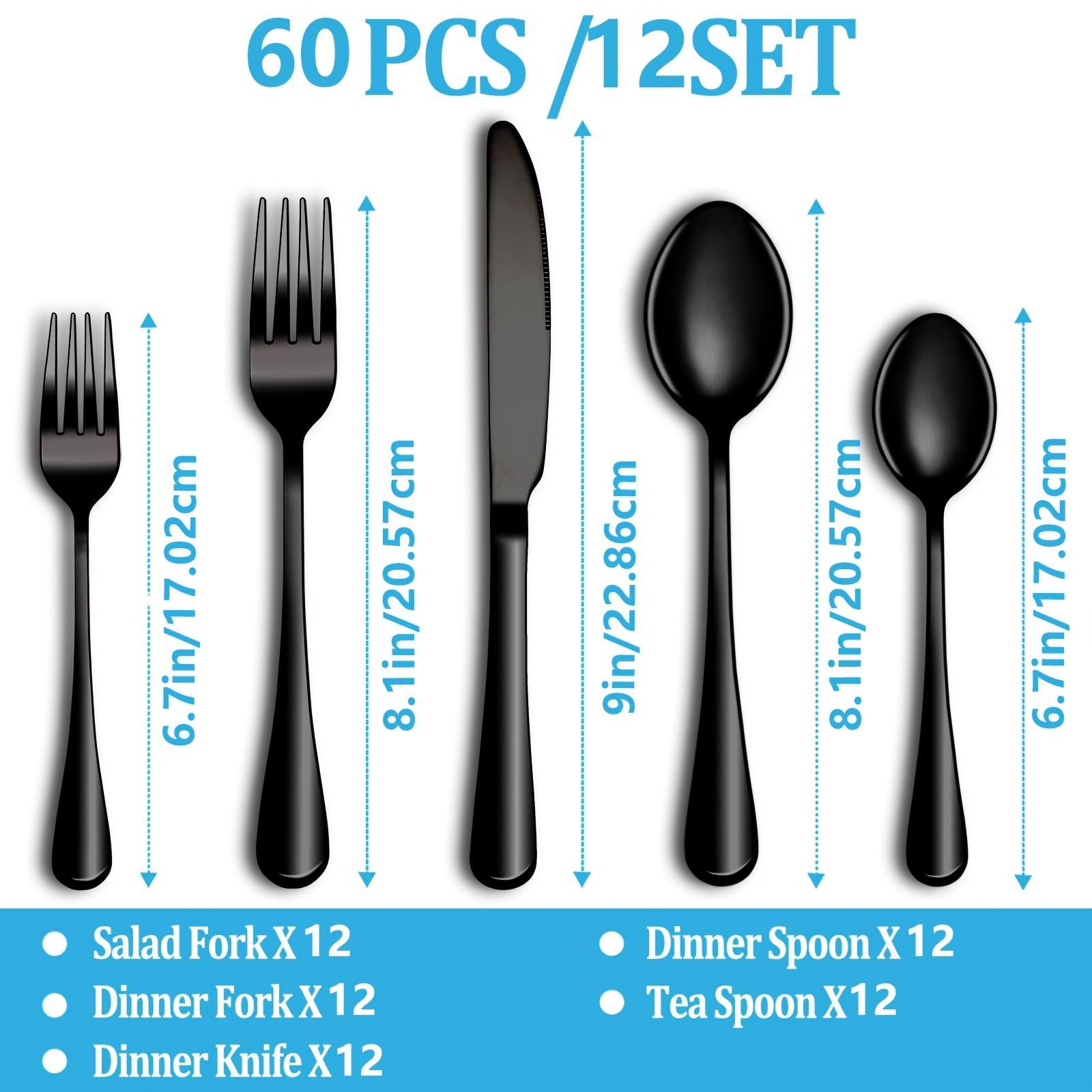 60-Piece Stainless Steel Cutlery Set with Forks, Knives & Spoons, Durable Tablewar, Dinnerware Service Set for Home Kitchen and Dining Room