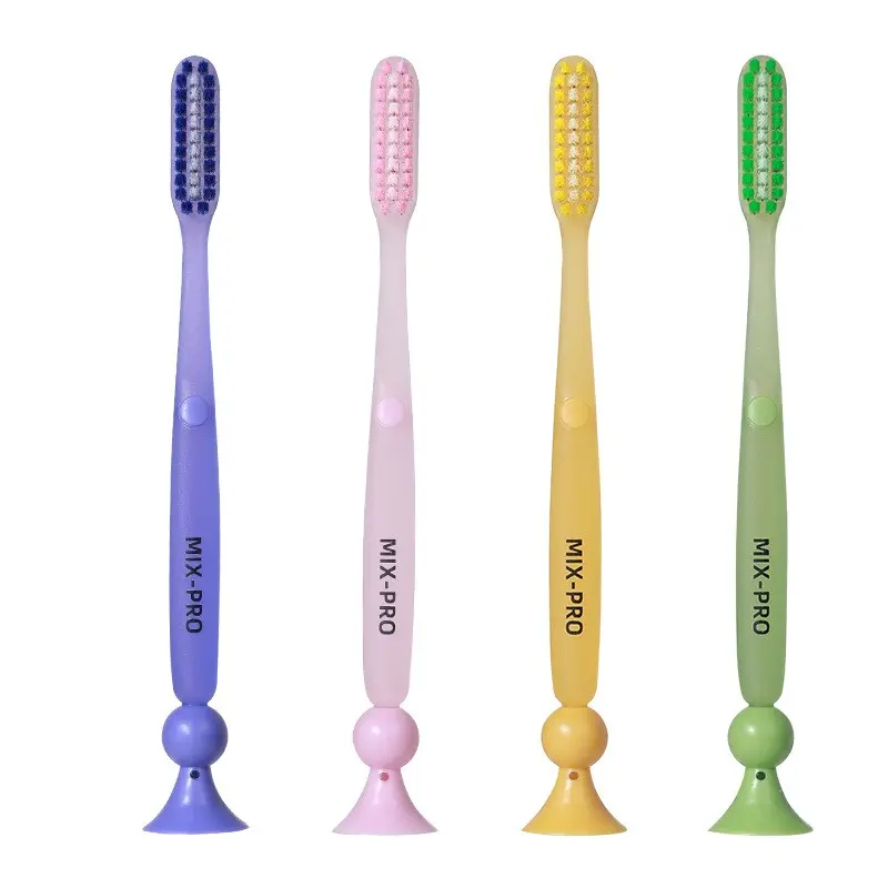 Standing Suction Base Toothbrush, 60% Faster Deep Clean Long Head Soft Bristle Adult Oral Care Multiple color options