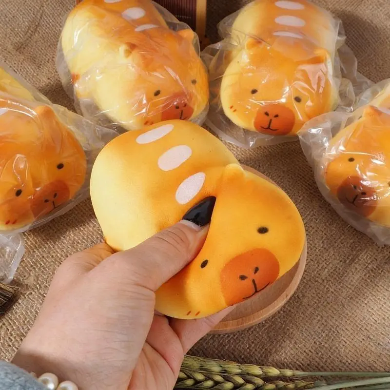 Squishy Capybara Bread Squeeze Toy Soft Cute Cartoon Capibara Fidgets Toys Anti Stress Slow Rebound Squishy Toy for Friend Gifts