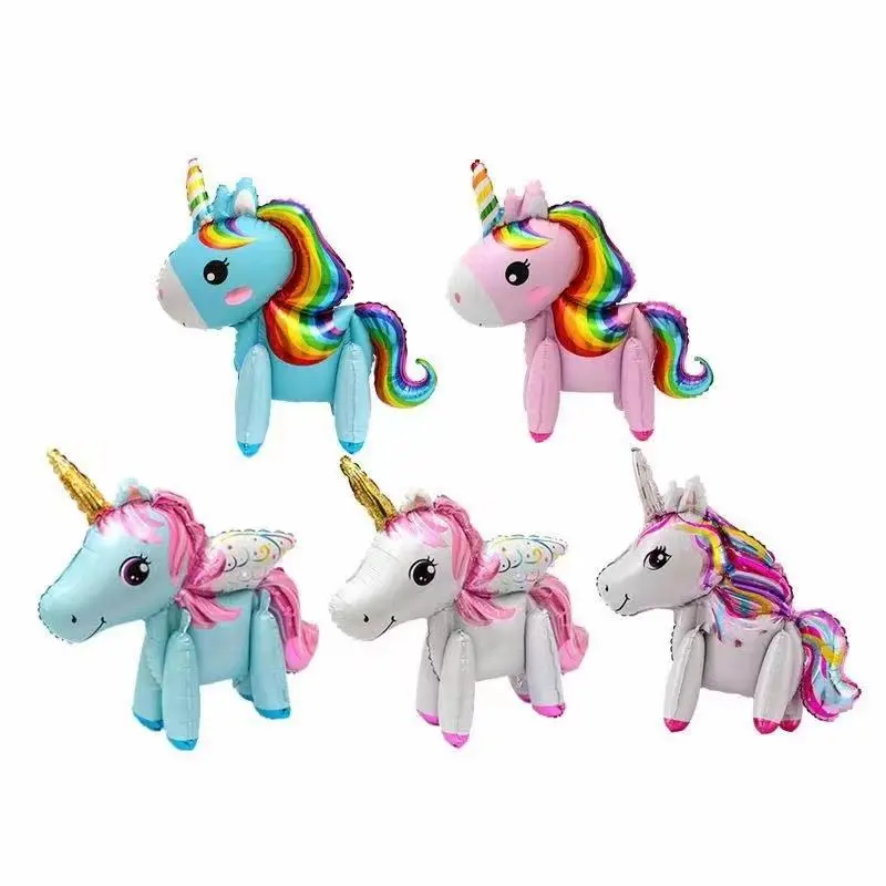 Self Standing Unicorn Balloons Birthday Decorations for Girls Unicorn Mylar Balloon Party Decorations Children's Day Decorations