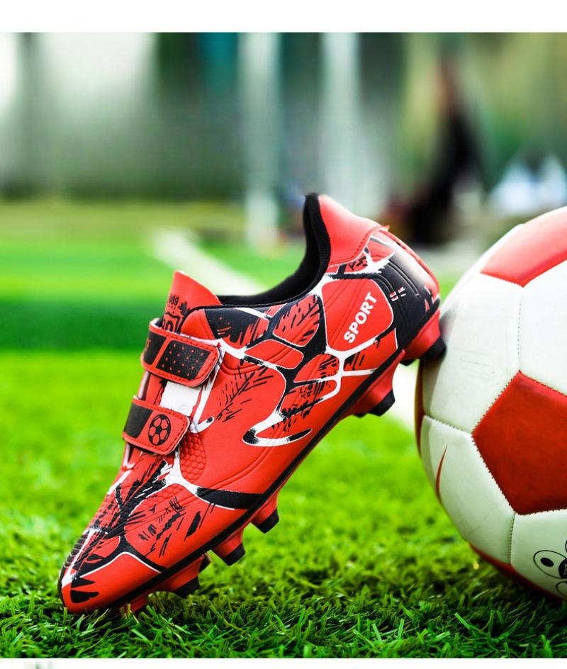 2026 football shoes with Velcro fasteners, large size, for children, boys and girls, with long and short spikes, suitable for primary and secondary school competitions and training, unisex