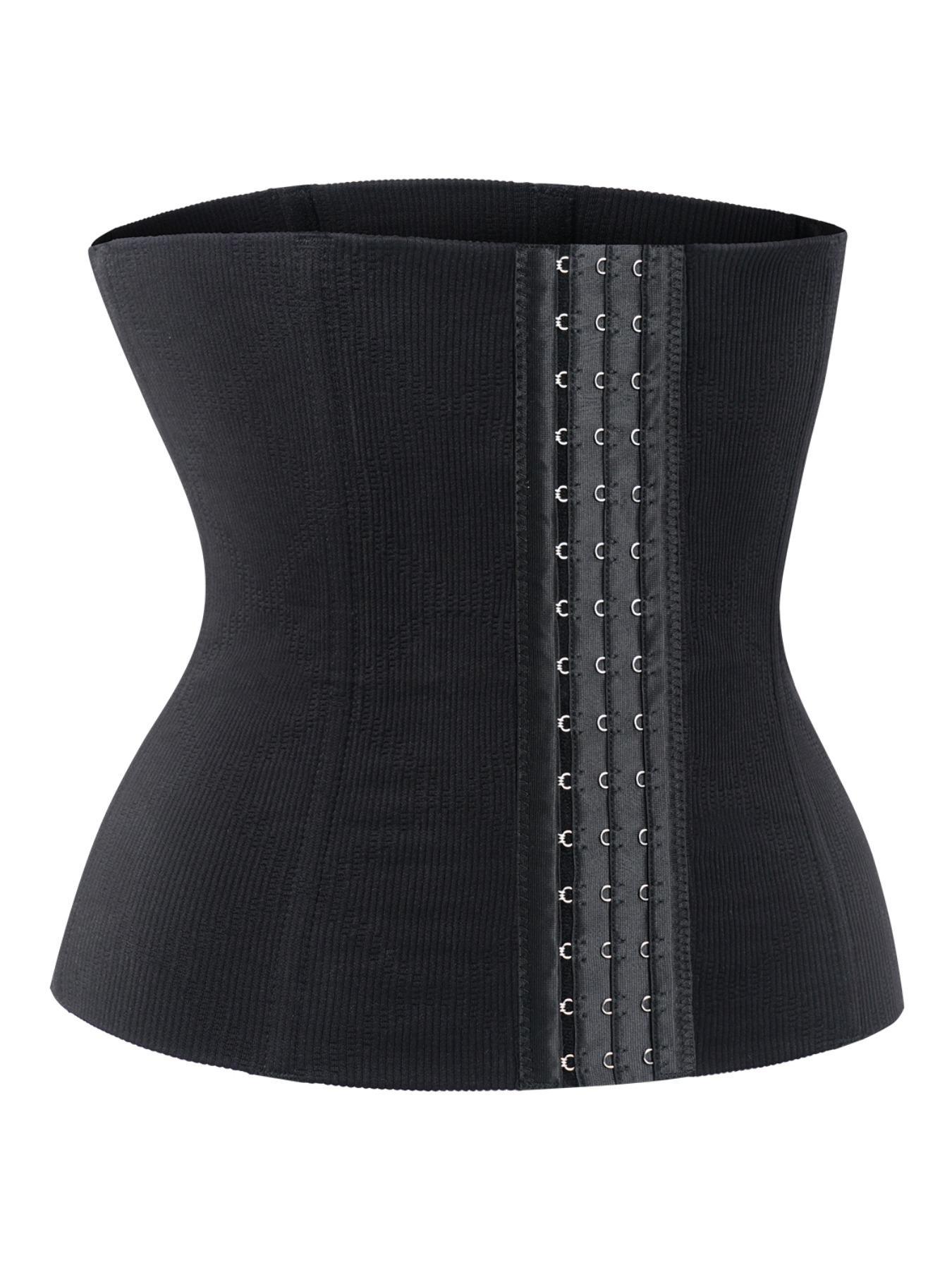 Women's Solid Color Hook And Eye Waist Trainer, High Stretch Seamless Double Layer Waist Cincher, Body Shaper for Women