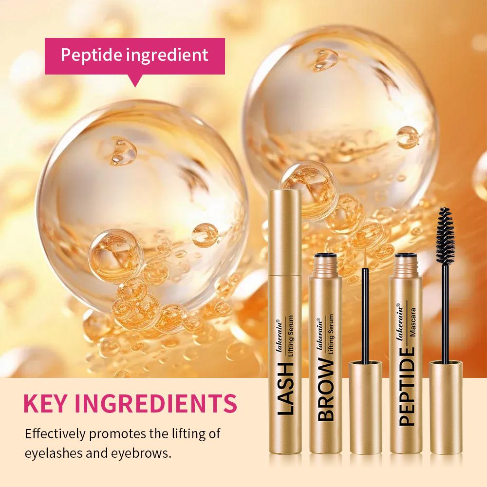 Enhanced Eyelash & Brow Kit, Mini Liquid Enhancer Set with Nourishing Lash Lifting Serum + Lengthening Brow Lifting Serum+ Long-Lasting Peptide Mascara, Natural Extension, Eye Makeup