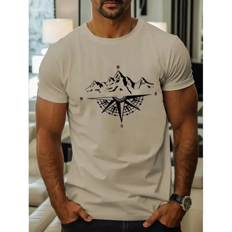 Men's Casual Solid Color Round Neck Short Sleeve T-Shirt, Minimalist Fashion For Spring And Summer Daily Wear