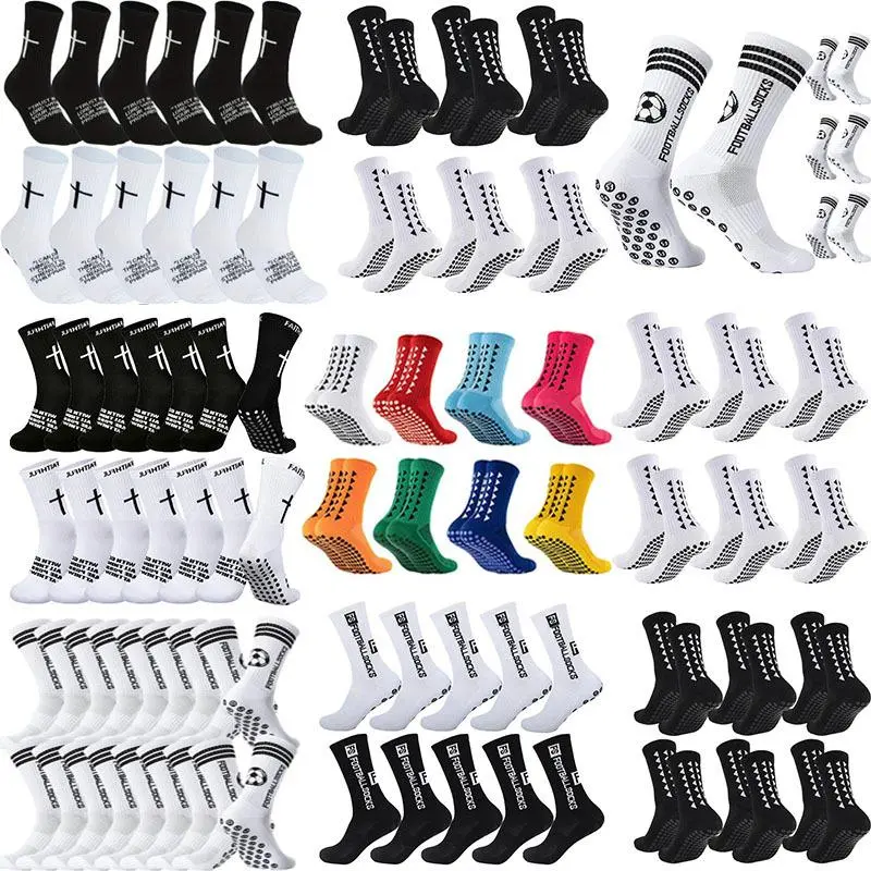 Unisex Athletic Grippy Socks, Cushioned Value Pack with Reinforced Heel & Toe, Breathable for Running, Hiking (5, 6, 10, or 12 Pairs), Grip Socks, 10 Pairs - Color Random, 12 Pairs - Mixed Random
