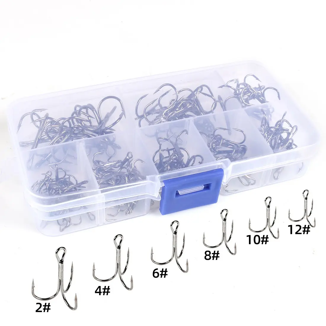50pcs Treble Hooks, Barbed Triple Anchor Fishing Hooks, Boxed Barbed Treble Hooks for Casting & Snagging Fish, Fishing Accessories