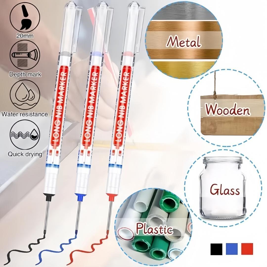 Long Marker Pen, 10 Pcs/Set Waterproof Ink Drawing Markers, Multipurpose Deep Hole Marker Pen for Metal, Ceramic, Glass, Leather and Film, Convenient Quantity