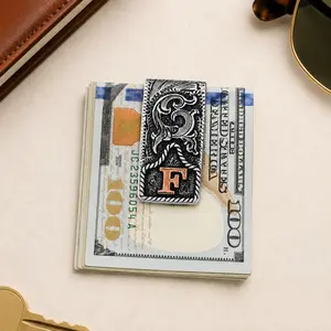 PUTAG Personalized money clip, western money clip, cow tag money clip, custom initial, hand engraved, copper, cowboy gift, gift for men summerwins