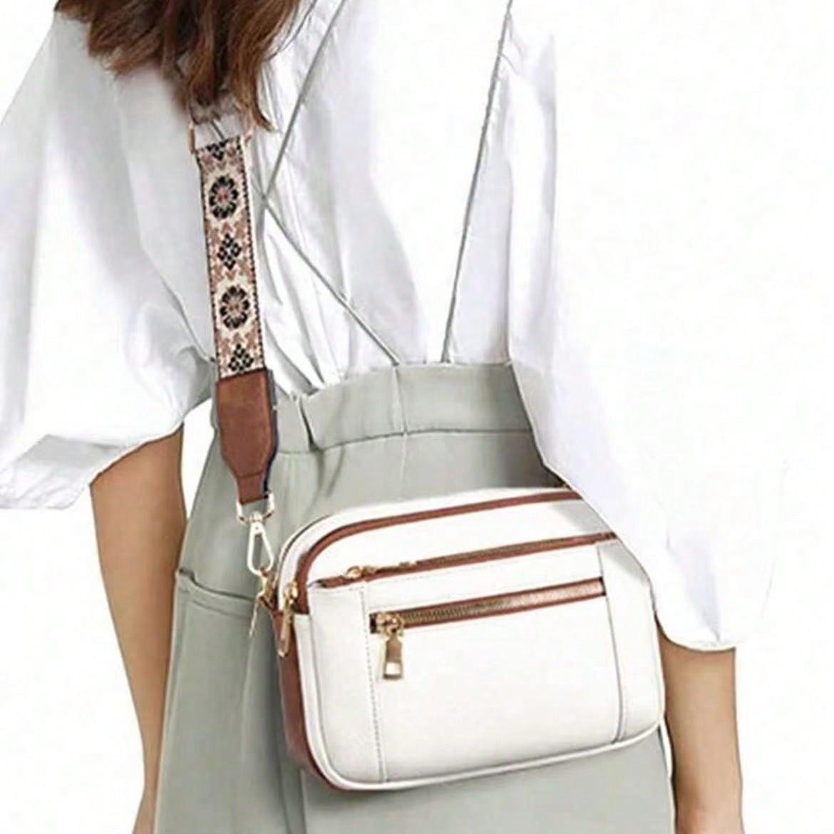 Constrasting Color Crossbody Bags Women with Adjustable Wide  Shoulder Strap, Small Square Bags Suitable for Going Out, Dating, Shopping, Everyday Bag, Large Capacity Shoulder Bag Fashionable Vegan Leather European American Color Matching Multifunctional