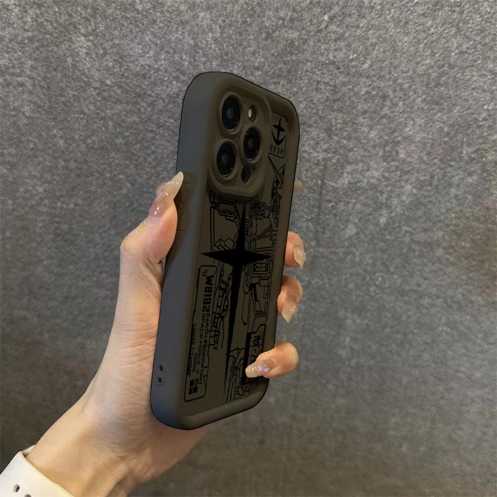 Phone Case - Black And White Striped Design Shield Gundam Phone Case Compatible with iPhone 17 E Air Pro ProMax iPhone16 15 14 Plus 13 12 Mini 11 X XS XR, Featuring a Soft TPU Back for Drop Protection.