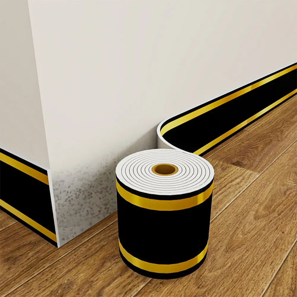 1 Roll 10cm*500cm Thick Self-Adhesive Wall Trim, Baseboard, Suitable for Various Walls, Decorative Wallpaper for Home Improvement