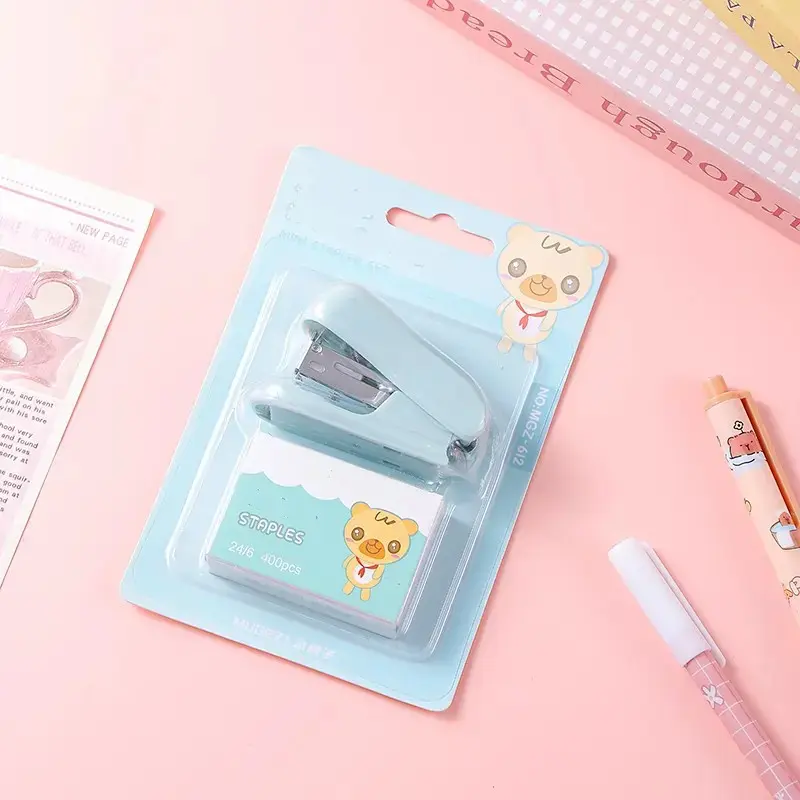 Morandi Mini Stapler Set, Cute Small Handheld Stapler for Students, Office Supplies, Portable Stapling Tool Kit