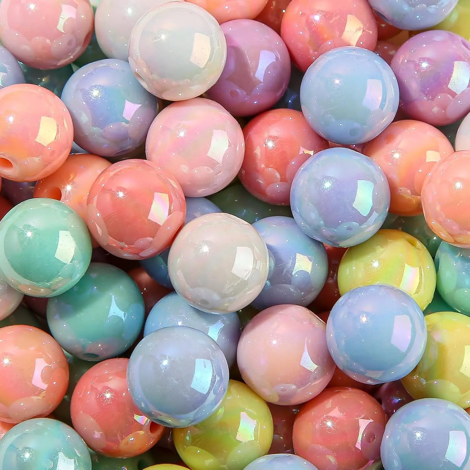 16mm  Beads Ab Color Beads Round Spring Color Beads Multicolor  Beads for DIY  Making (Spring Color)
