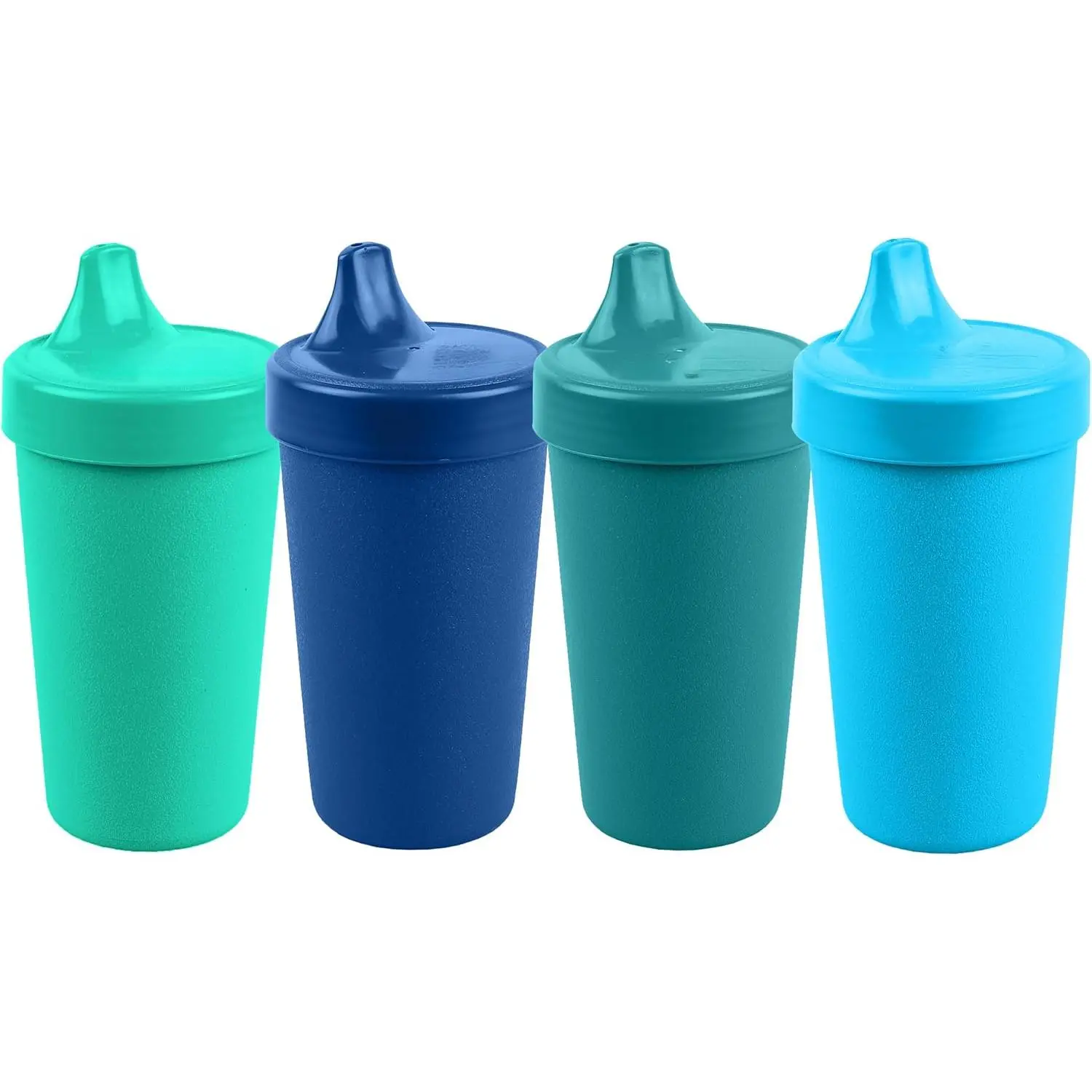 Toddler Spill-Proof Sippy Cups - 10 Oz Reusable Cups Set of 4, Dishwasher & Microwave Safe, Made in USA, True Blue