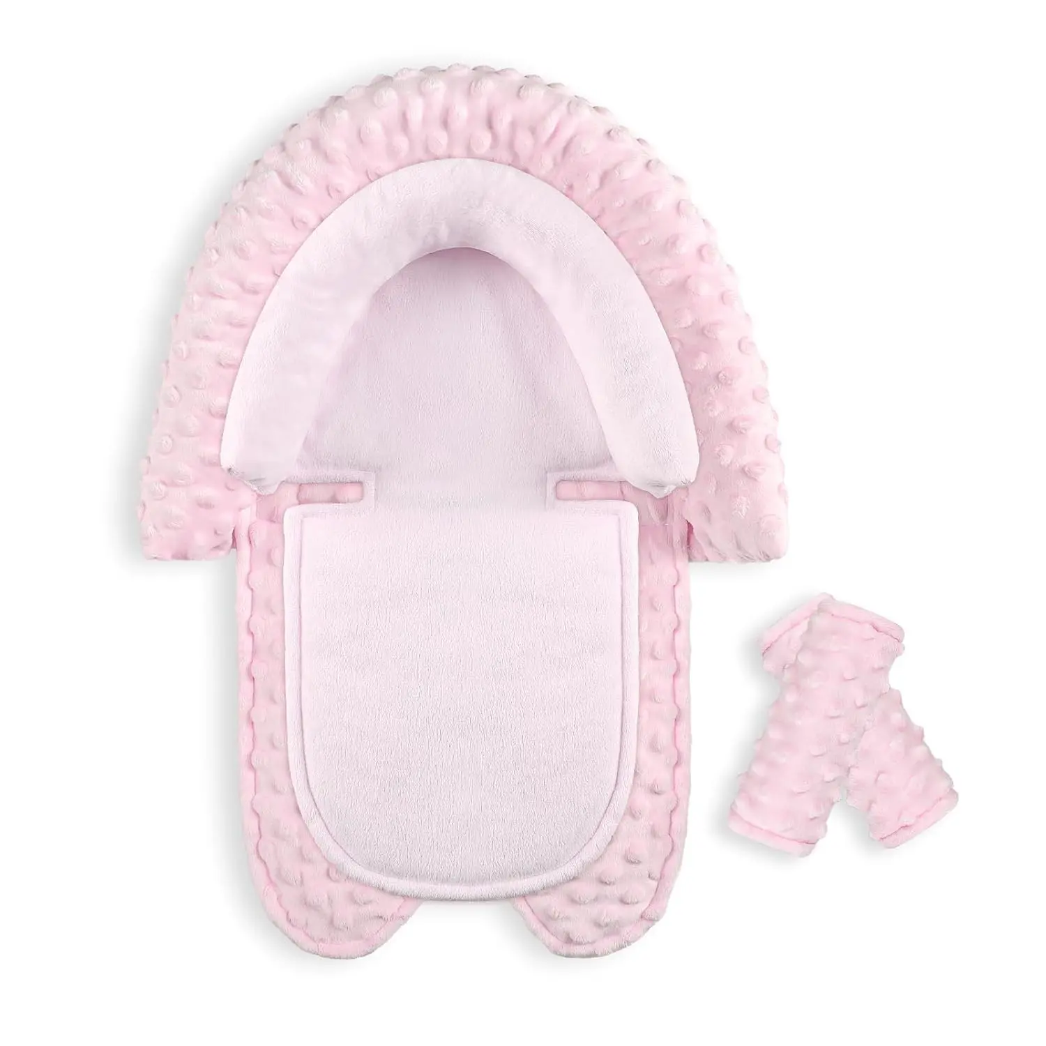 Ultra Soft Infant Car Seat Insert with Head & Body Support and 2 Strap Pads, Newborn Preemie Carseat Cushion for Girls Boys, Fits Car Seat, Stroller, Swing, Bouncer, PinkGift