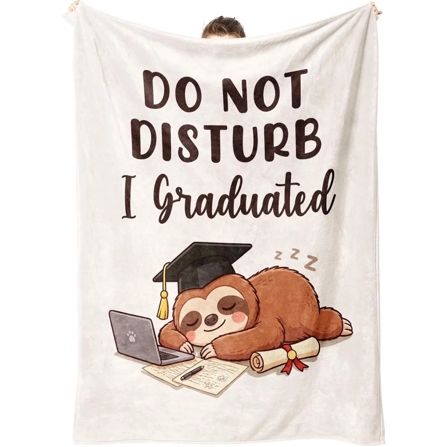 Graduation Gift for Her Him - Do Not Disturb I Graduated Blanket Gift for Women Men, Graduation Decor for Nurse College, Master Degree, High School, PHD, 2026 Grad Cute Sloth Throw (50*60)
