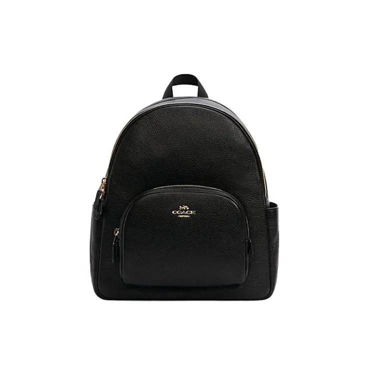 COACH Court 27 Zip Top Casual Leather Backpack for Women in Black