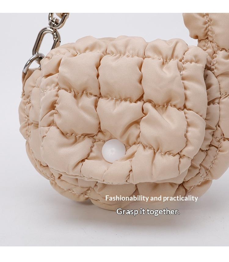 Trendy New Pleated Cloud Bag Mini Coin Purse Pendant Korean Style Storage Bag Portable Decorative All-Match Small Bag Daily Casual Versatile Fashion Accessory Lightweight Easy Carry Simple Stylish Design Perfect For Everyday Use And Outfit Matching