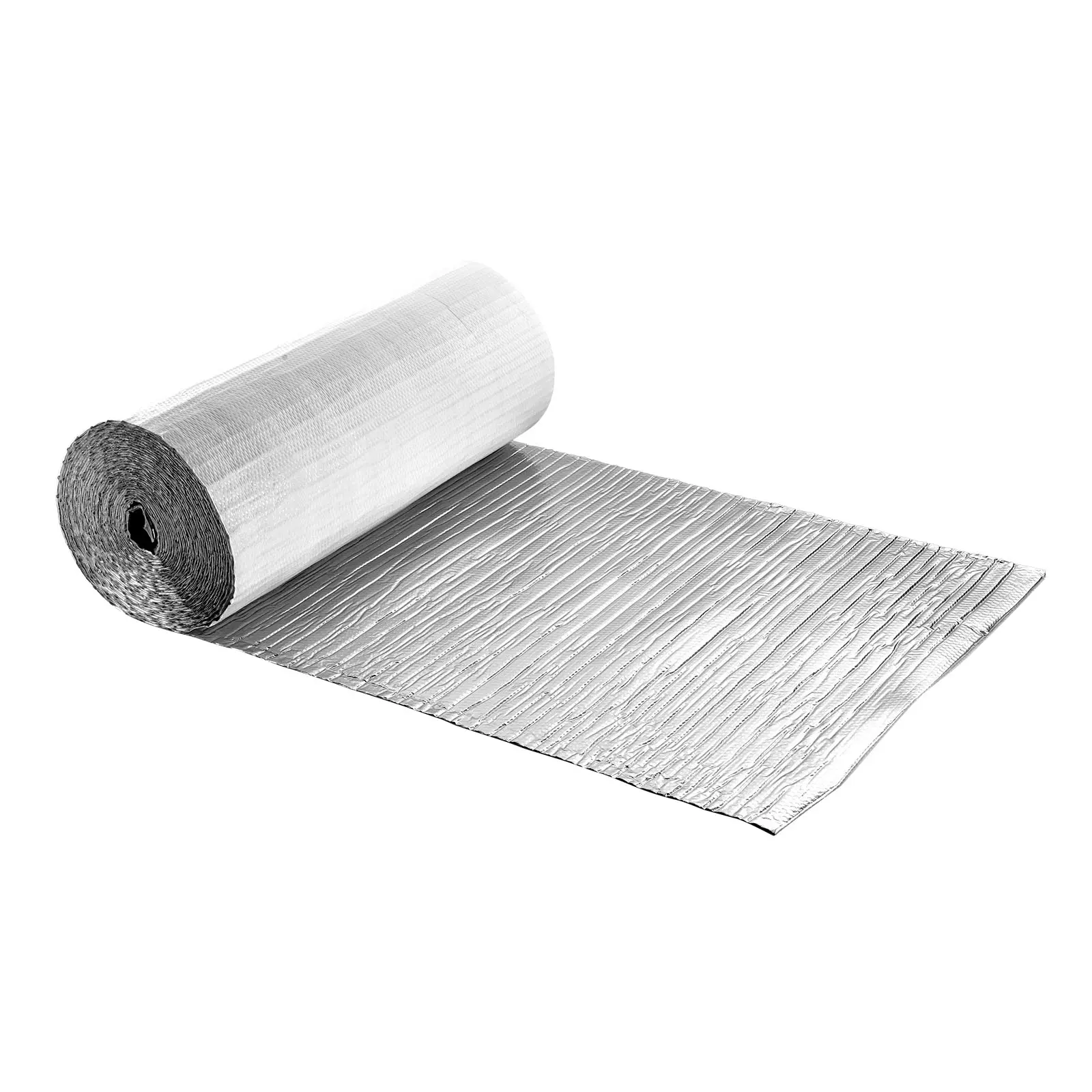 Reflective Insulation Roll, Double-Layer Air Bubble Radiant Barrier, 6mm 48 in x 100 ft, Aluminum Foil White PE Film Heat Reflective Shield, Thermal Insulation Roll for Garage Door Window RV Roofs