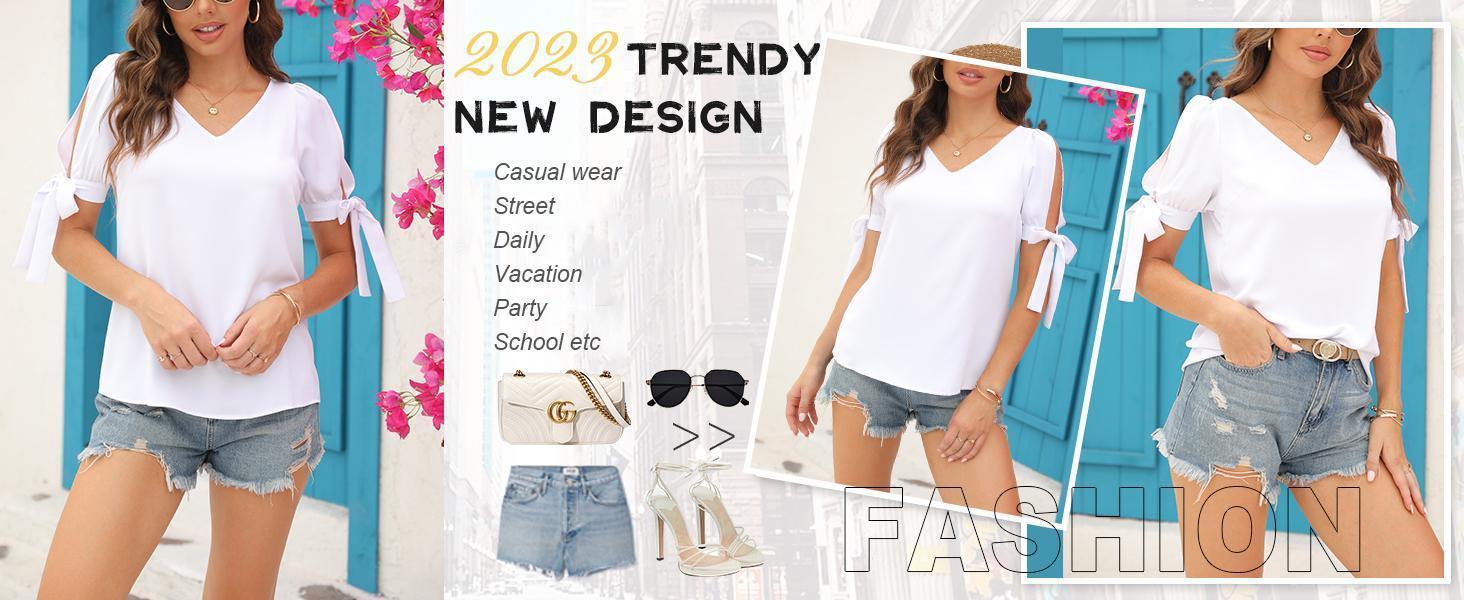 Imily Bela Women's Cold Shoulder Tops Short Sleeve V-Neck Casual Loose Cutout Summer Fashion Tshirts Blouse Shirts Imily Bela Women's Cold Shoulder Tops Short Sleeve V-Neck Casual Loose Cutout Summer Fashion Tshirts Blouse Shirts