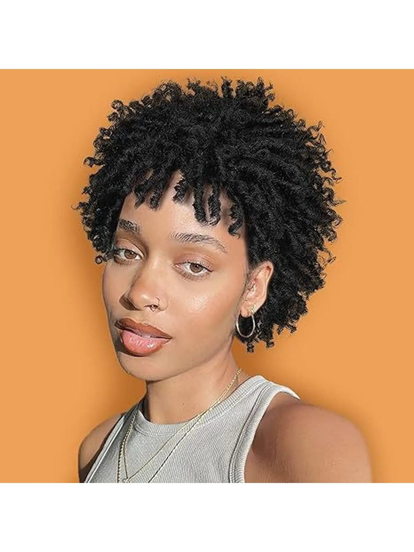 African Ladies Fake Hair Head Cover Black Crochet Locs Afro Braid Cap Natural Looking Puffy Curly Lightweight Breathable Comfortable Fashionable Streetwear Daily Casual Wear