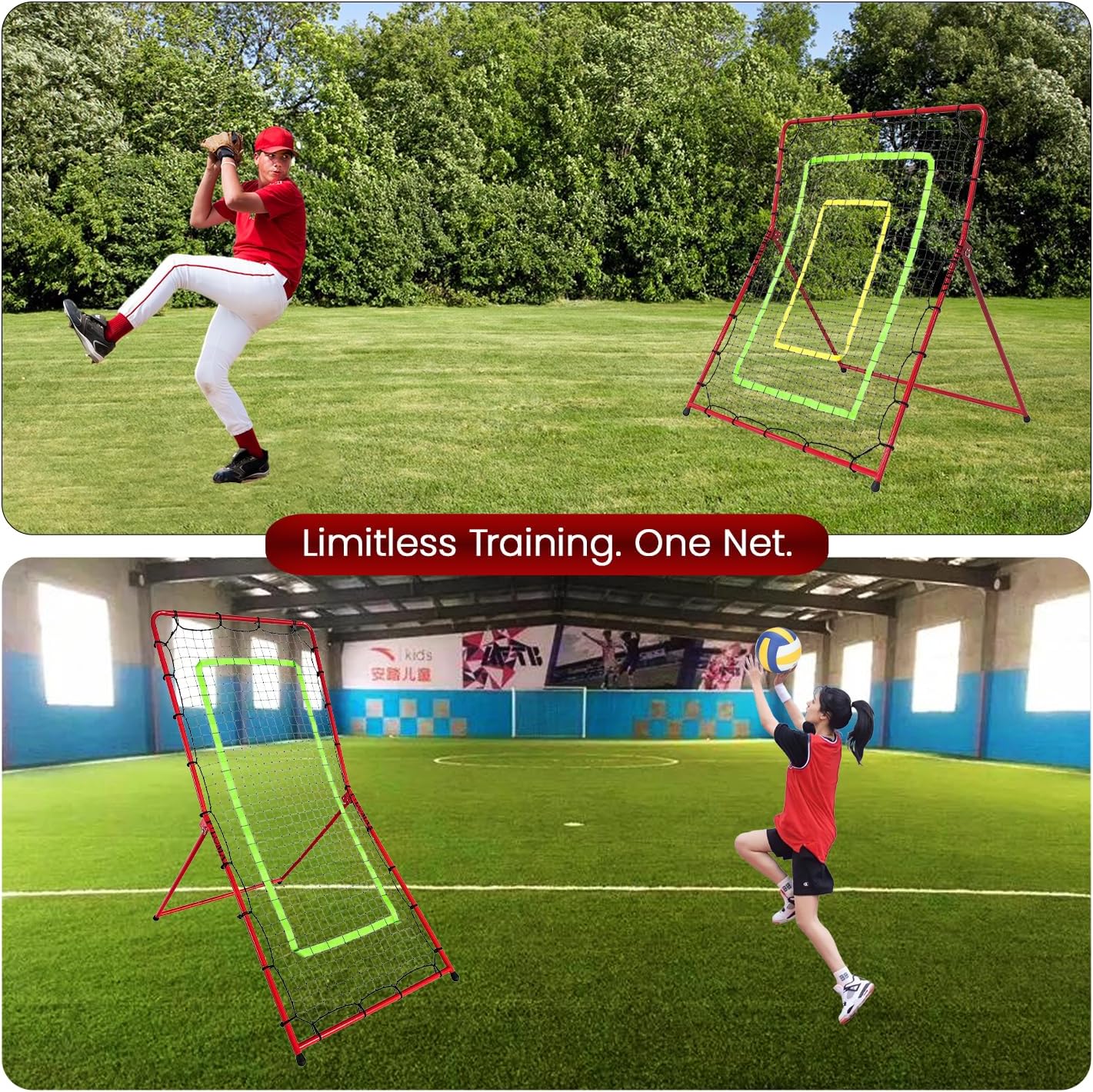 2-in-1 Volleyball Rebounder Net:Convertible 7x3.5 FT Rebounder Net & 5.5x4.5 FT Rebounder Net for Baseball,Softball,Volleyball,Lacrosse Training Multi-Sport Practice Equipment with Carry Bag 2-in-1 Volleyball Rebounder Net:Convertible 7x3.5 FT Rebounder Net & 5.5x4.5 FT Rebounder Net for Baseball,Softball,Volleyball,Lacrosse Training Multi-Sport Practice Equipment with Carry Bag