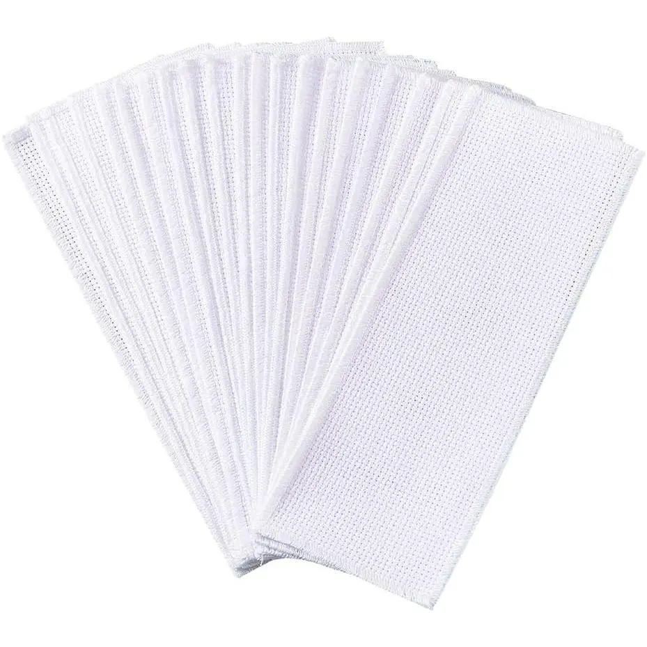 20 Pcs Blank Cross Stitch Bookmark, 14 Count Cotton Fabric Book Marker Cross Stitch with Embroidery Edge Rectangle Embroidery DIY Bookmark for Crosstitch Project 2.7x7.4 inch(7x18.9cm)
