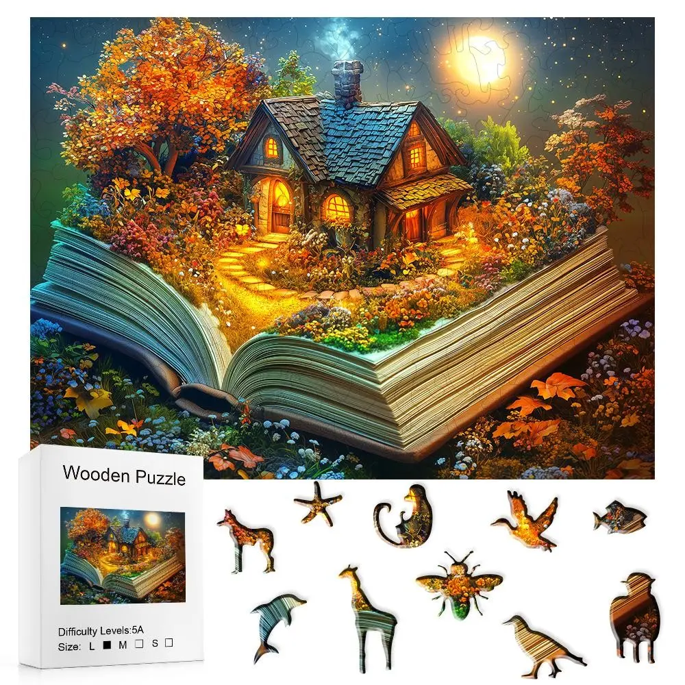 501 Pieces Magical Themed Puzzles, Mysterious Treehouse Castle, Wooden Puzzles for Adults, Fantasy Forest Theme, High Difficulty
