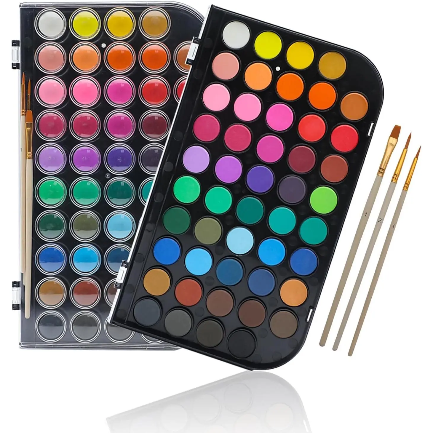 48 Colors Watercolor Paint Set, Portable Travel Watercolor Cake Kit with 3 Brushes, Easy-Clean Washable Paint for Card Making, Illustrations, Painting, Calligraphy