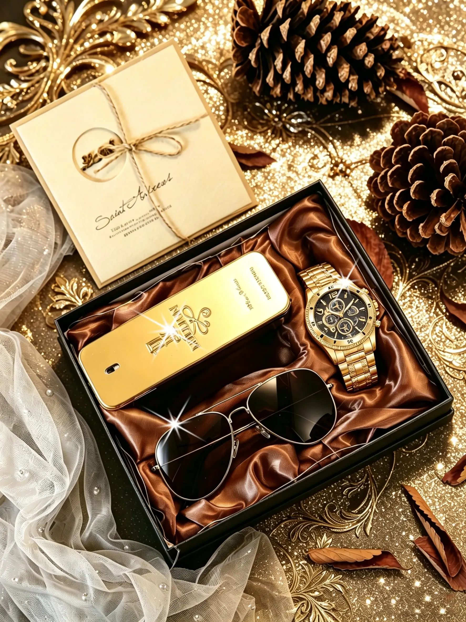 5pcs Luxury Men's Gift Set, Watch Sunglasses Greeting Card Combo, Perfect for Valentine's Day Father's Day Teacher's Day Christmas Graduation Birthday Gifts