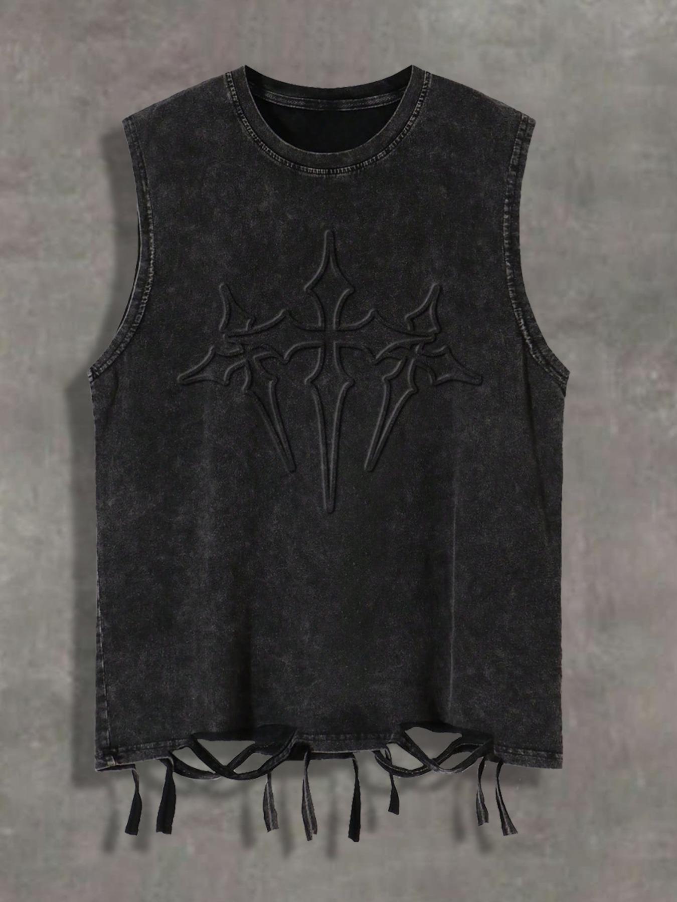 Men's Graphic Print Tank Top, Casual Street Sleeveless Round Neck Top for Summer, Men's Clothes for Daily Wear, Sleeveless Tank Tops, Cotton