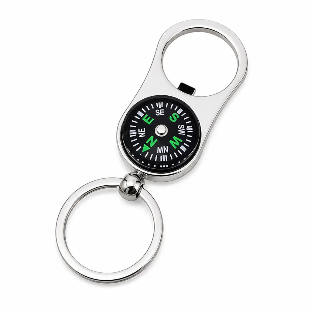 Outdoor Survival Keychain: Built-in Compass, Bottle Opener & Key Ring - Portable Gadget for Camping & Hiking