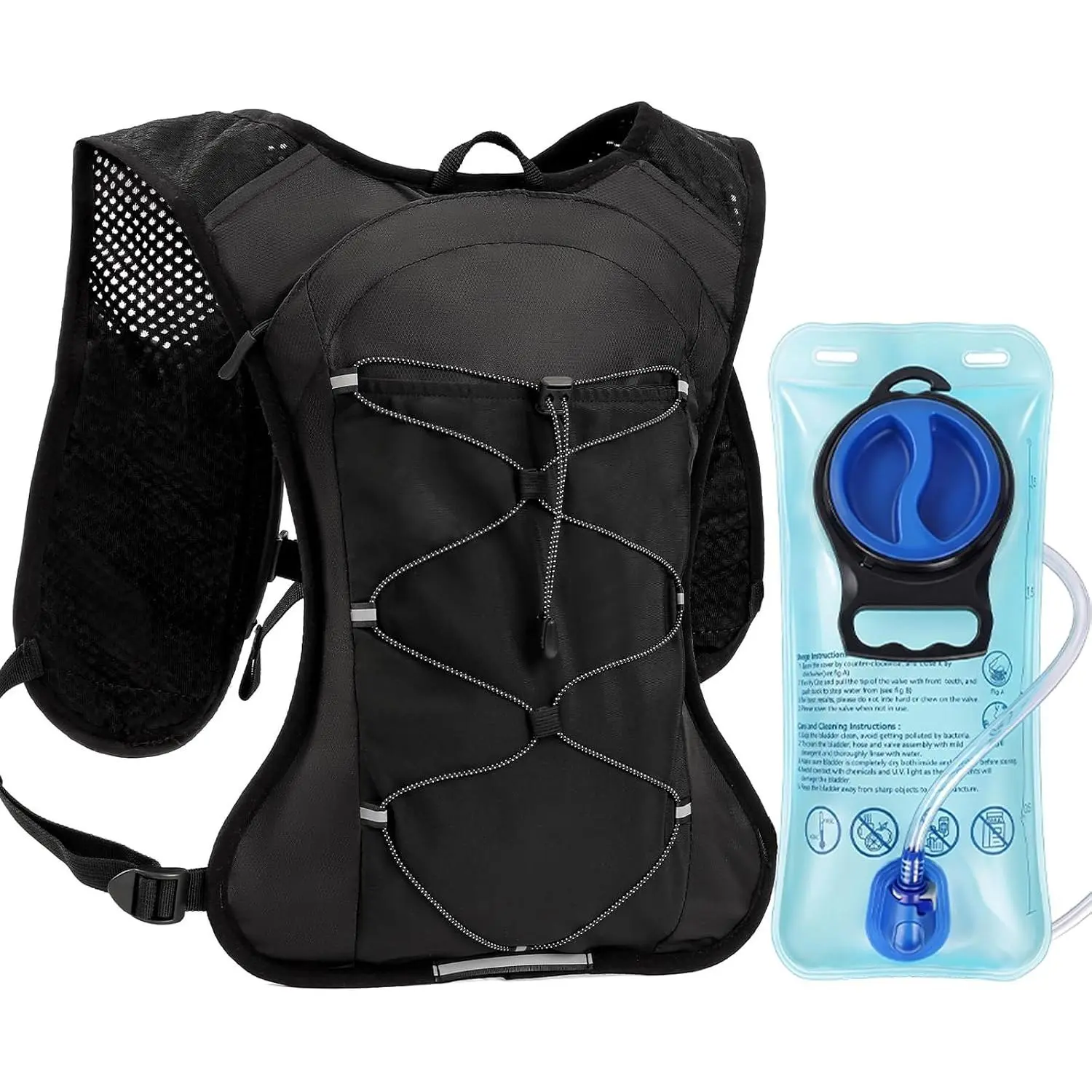 Hydration Backpack with 2L Leak-Proof Water Bladder, Lightweight Running Hydration Pack, Adjustable Vest Style Water Backpack for Trail Running, Cycling and Biking