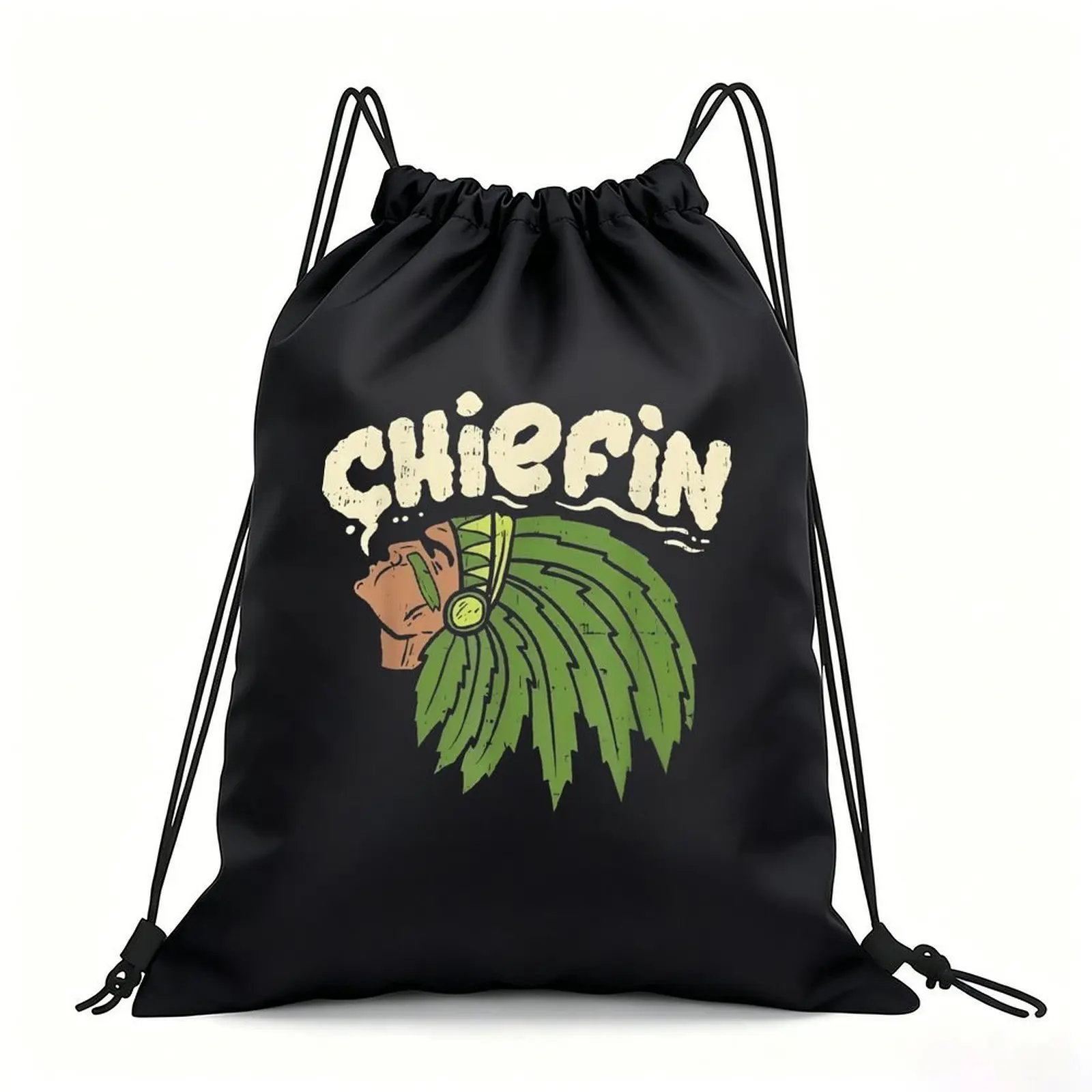 Portable Drawstring Sack Bag with Custom Graphic Print, Waterproof Polyester String Backpack for Gym Workout Swimming Hiking