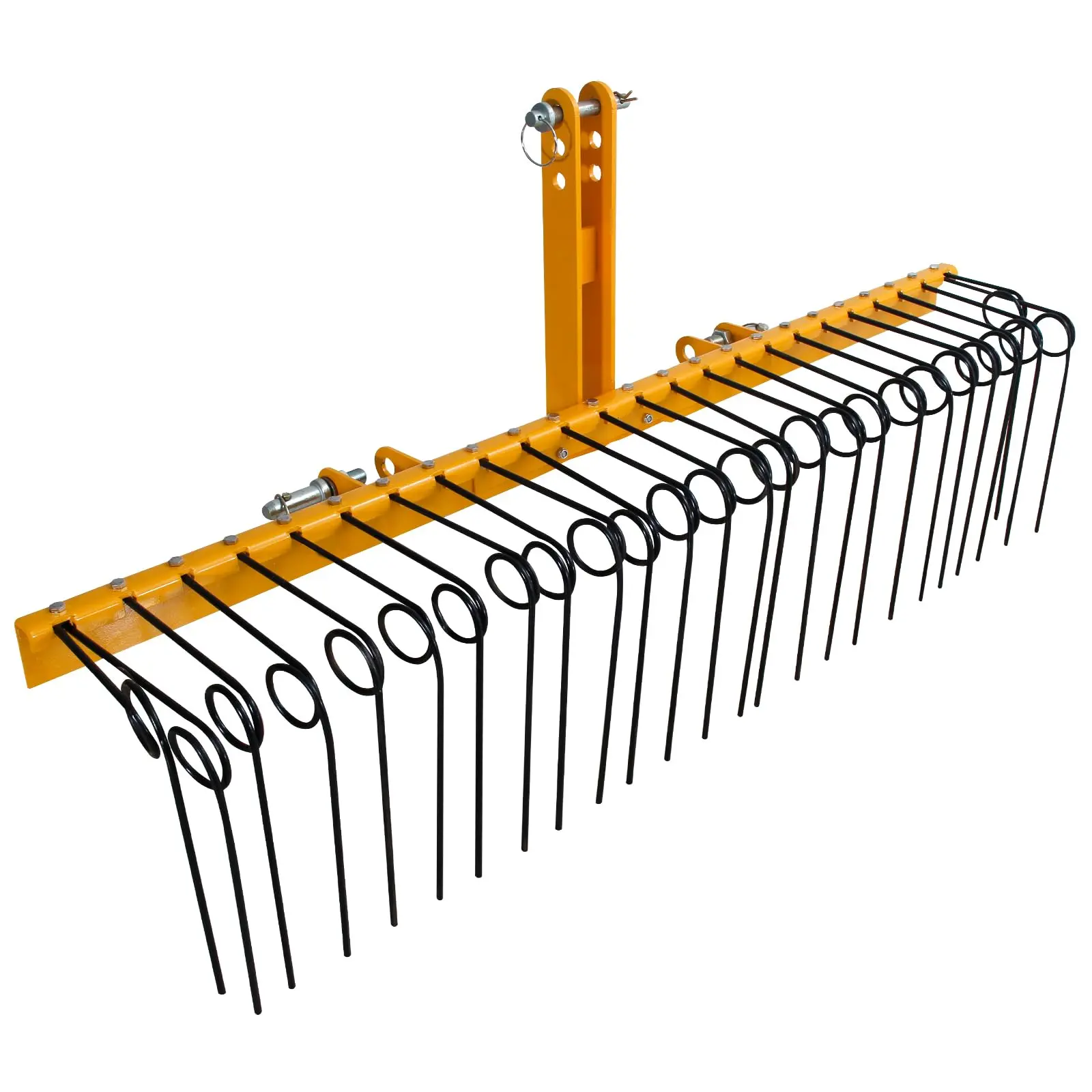 60" 3-Point Hitch Pine Straw Landscape Rake for Lawn Tractor – Spring Steel Teeth, Rust-Resistant, Fits Category 0 & 1