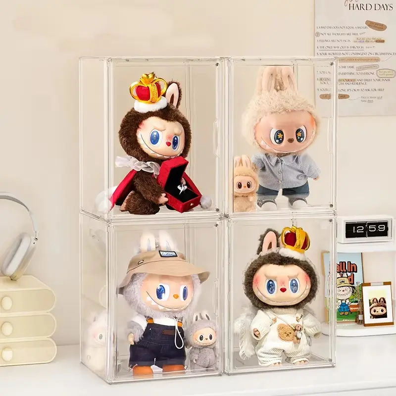 Labu Plush Doll Display Stand, Storage Rack for Stuffed Toys, PVC Pull Cloth Doll Holder, Blind Box Showcase Cabinet