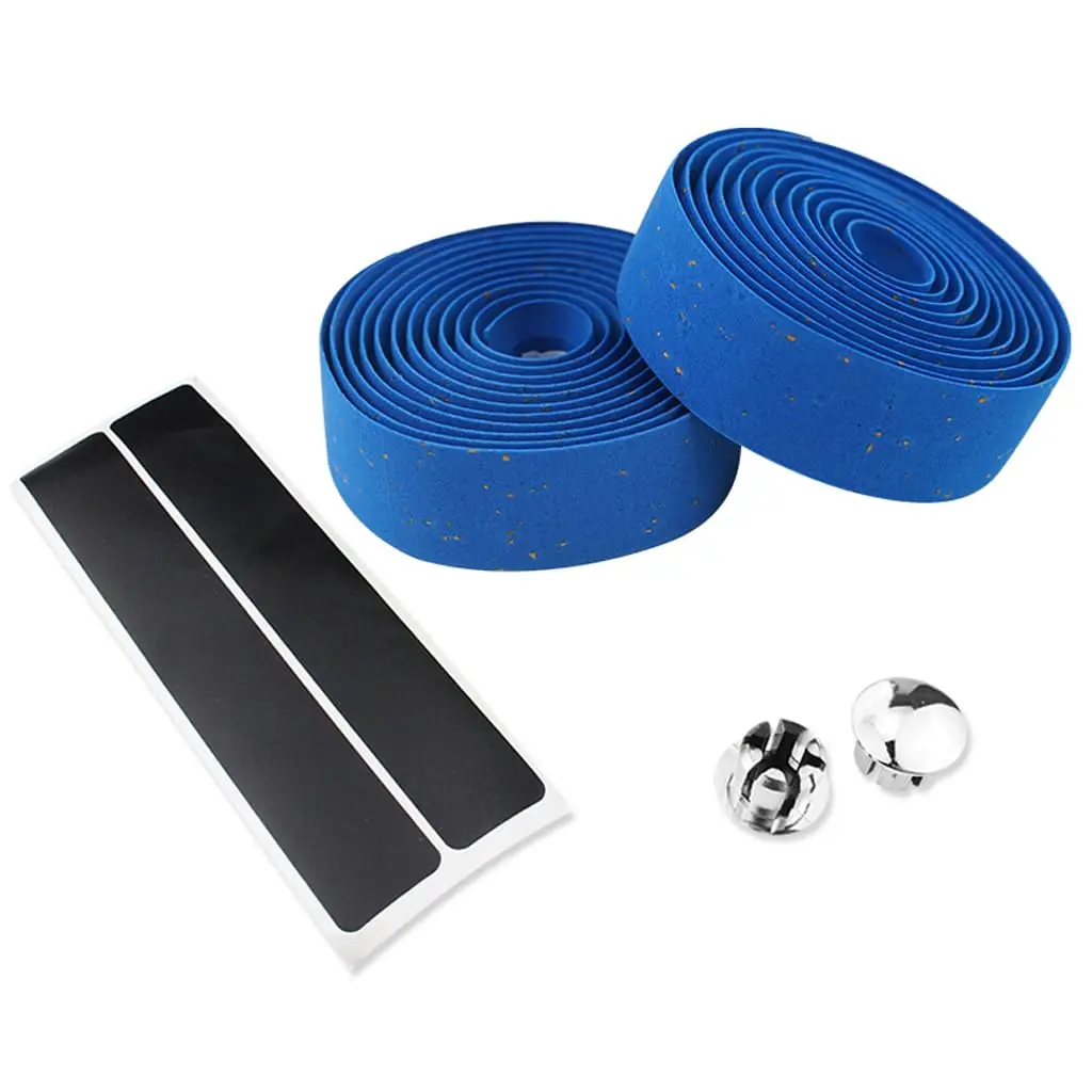 EVA+Cork Handlebar Tape, 2 Rolls Blue Anti-Slip Adhesive Wrap (2m Length) with Easy Installation, Bike Accessories for Road Handles