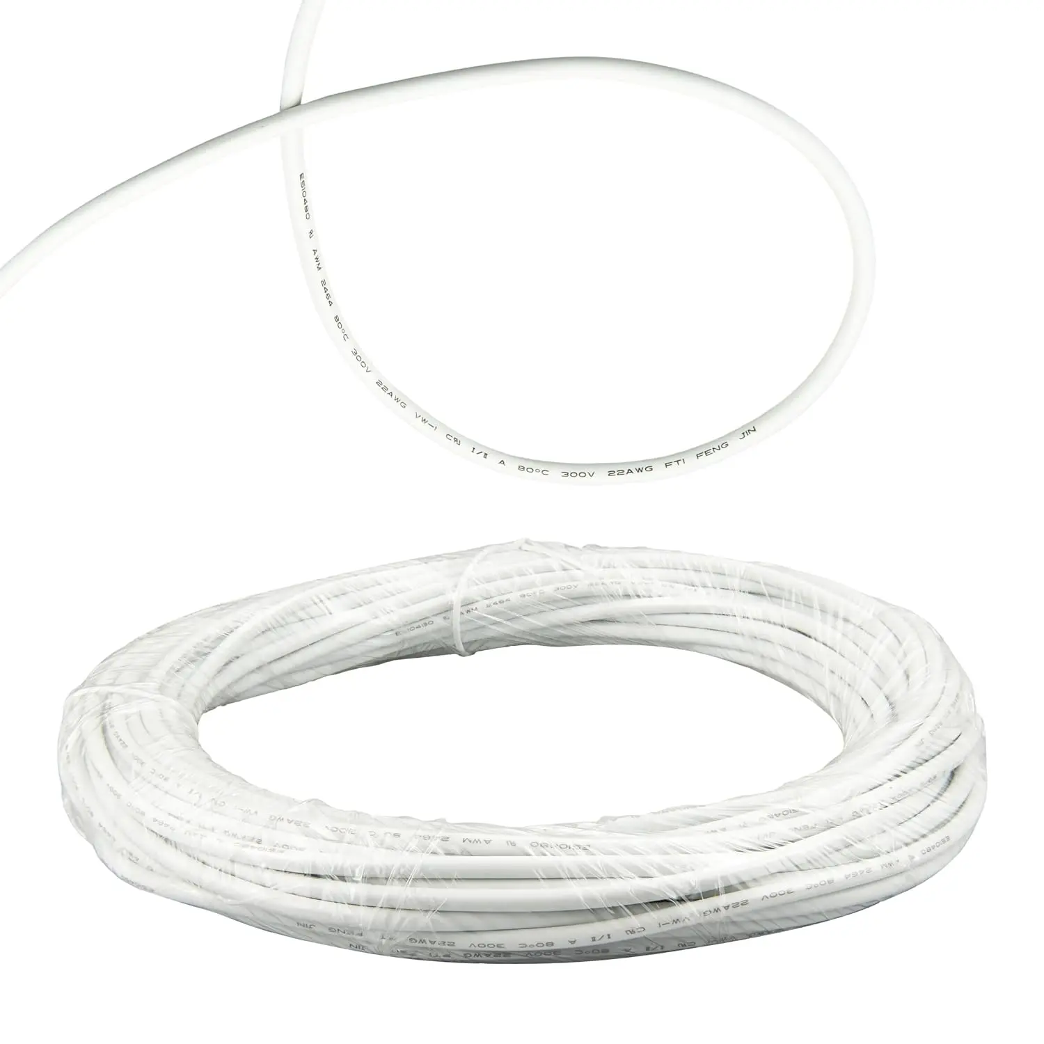 22 Gauge 3 Conductor Electrical Wire, 32.8FT White PVC Jacket Low  300V, 22 AWG Tinned Copper 3 Wire Unshielded Stranded Electrical Wire for LED Lighting, Automotive