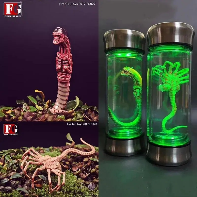 Fire Girl FG027 FG028 Mini Alien Chestburster Facehugger Figure Embryo Glass Jar Movie Prop Home Decor Desktop Crafts