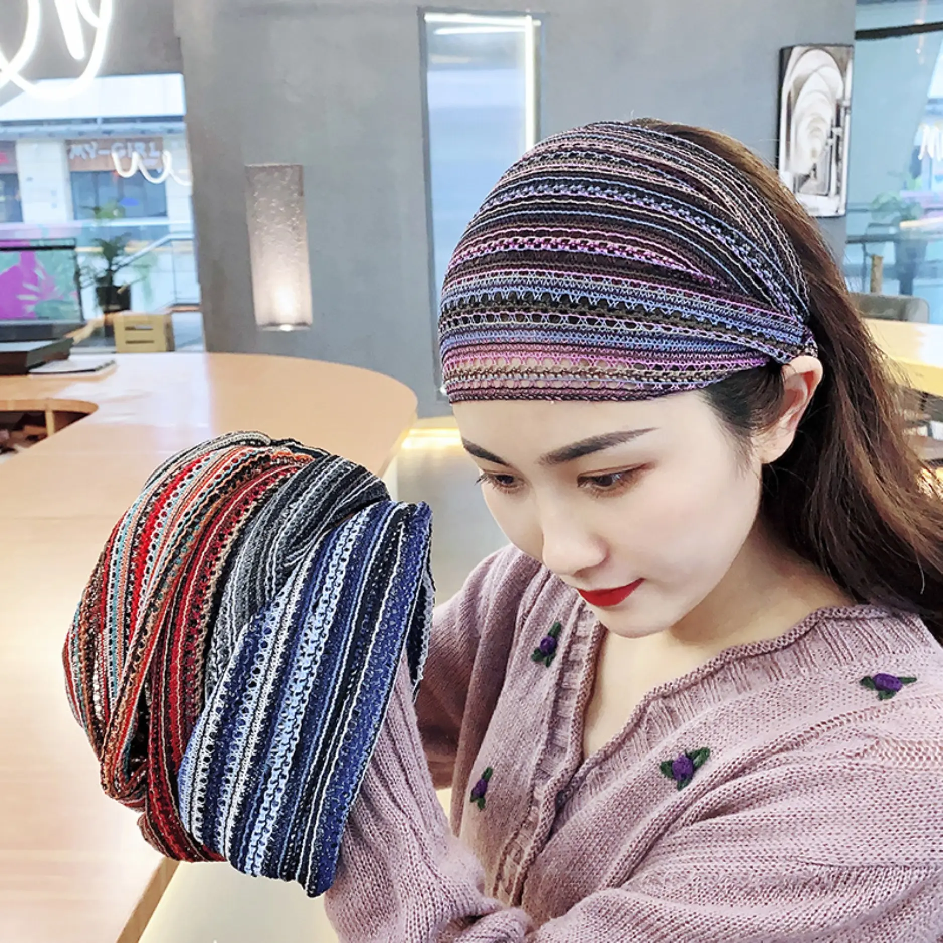Women’s Thin Wide Hair Band For Covering Gray Hair, Elastic Fashion Headband, Simple Stylish Going‑Out Headgear, Soft Comfortable Internet‑Celebrity Style Headscarf Accessory For Daily Casual Wear