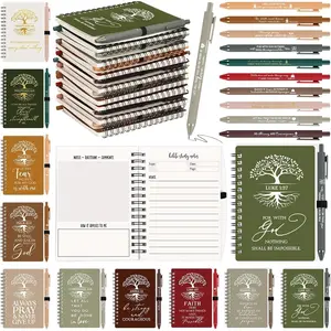 40 count Fathers Day Christian Gifts Bulk Prayer Journal  Verse Religious Spiral Notebook with Pen Tree of Life Scripture Notepad Church Gifts for Women Men  Study Group (Retro Color)