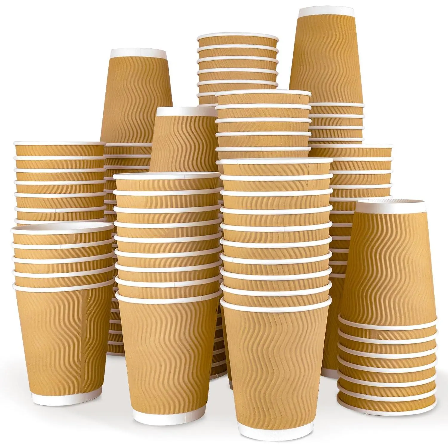 150 Pack Hot Paper Cups 12 oz Insulated Disposable Corrugated Coffee Cups  Wall Beverage Cups