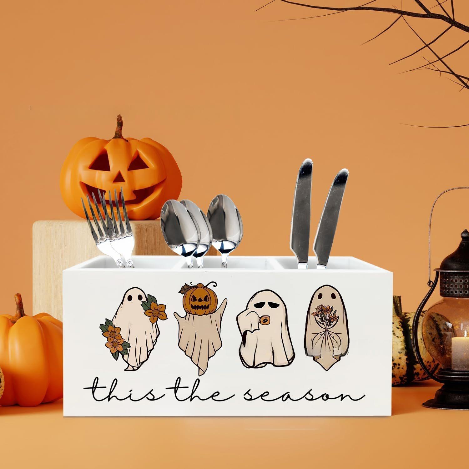 Halloween Ghost Pumpkin Pen Holder, Cute Desk Organizer, Spooky Season Office Decor, Back to School Gift