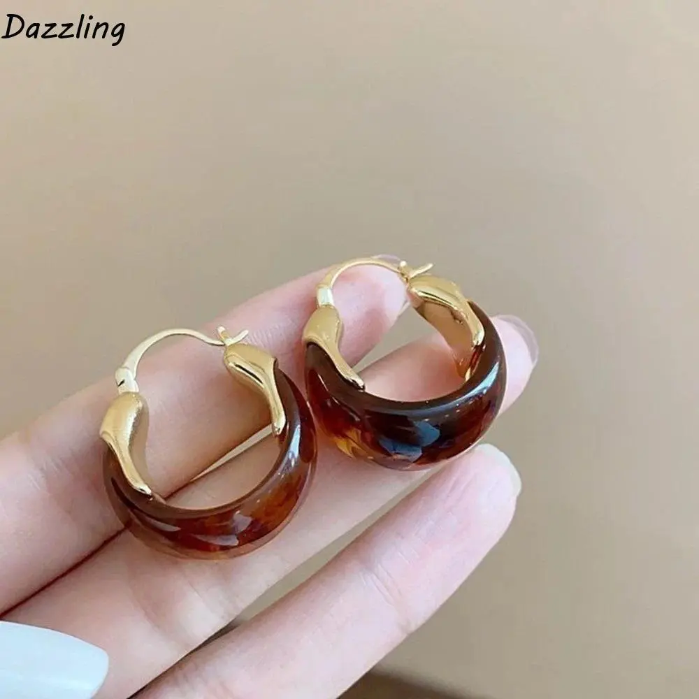 Pendant Amber Color Earrings Light Luxury Fashion Jewelry Vintage Women's Earrings Temperament Autumn Winter Amber Ear Stud