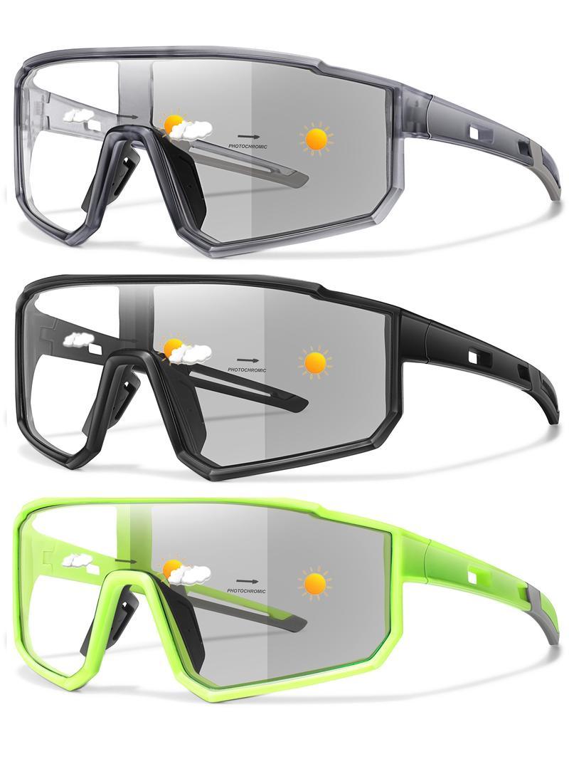 3 packs Fashion Cycling Photochromic Sunglasses For Men Women Classic Casual Windproof Eyewear Outdoor Sports Fishing Baseball